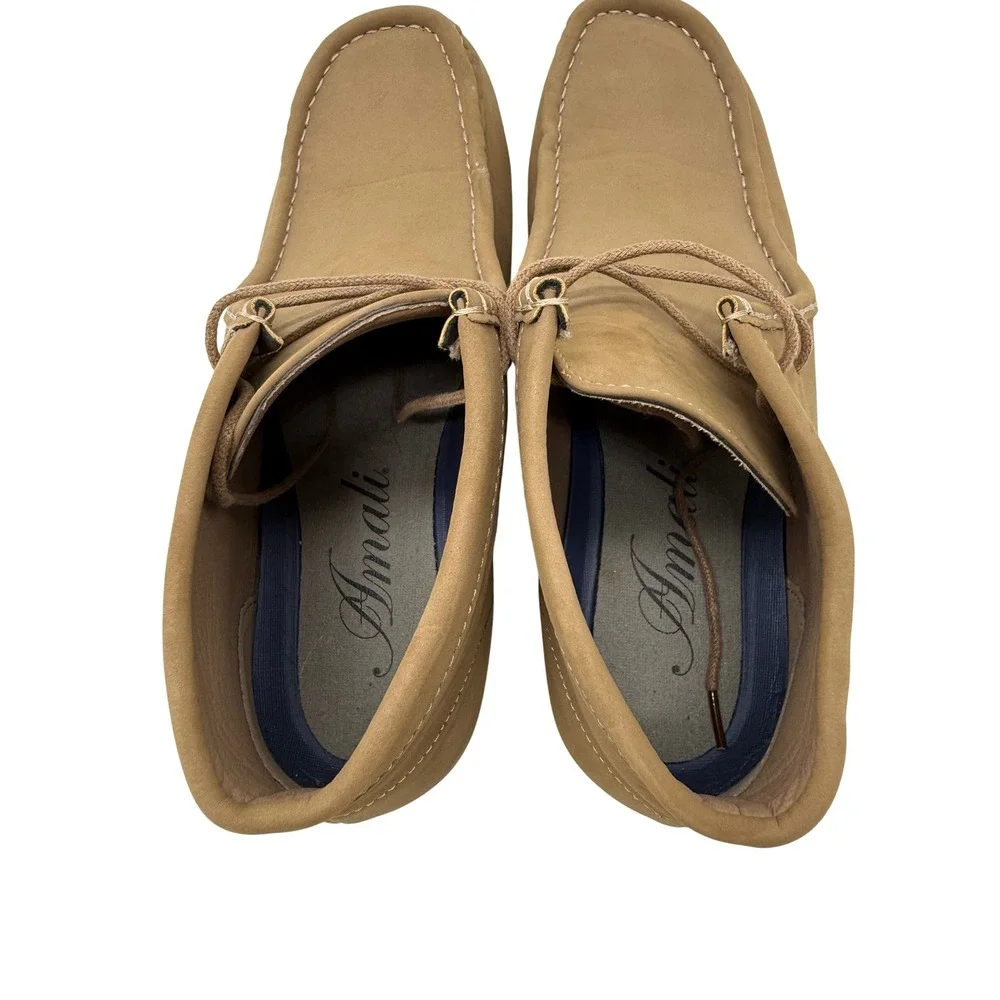 Amali Jason2-028 Chukka Boots Mens 11 Tan Excellent Faux Suede Moc Toe Casual